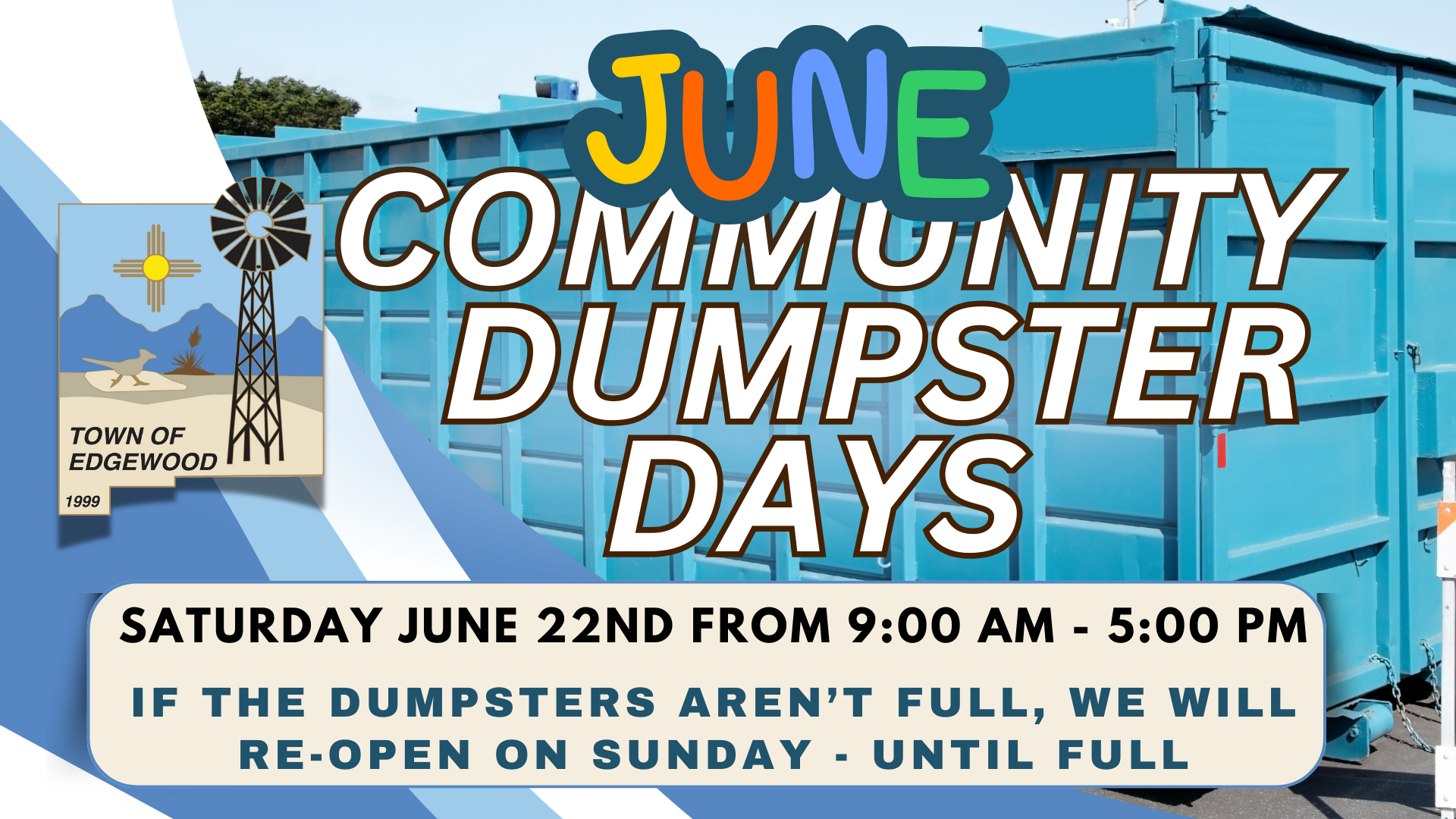 june 2024 community dumpster day for edgewood new mexico residents